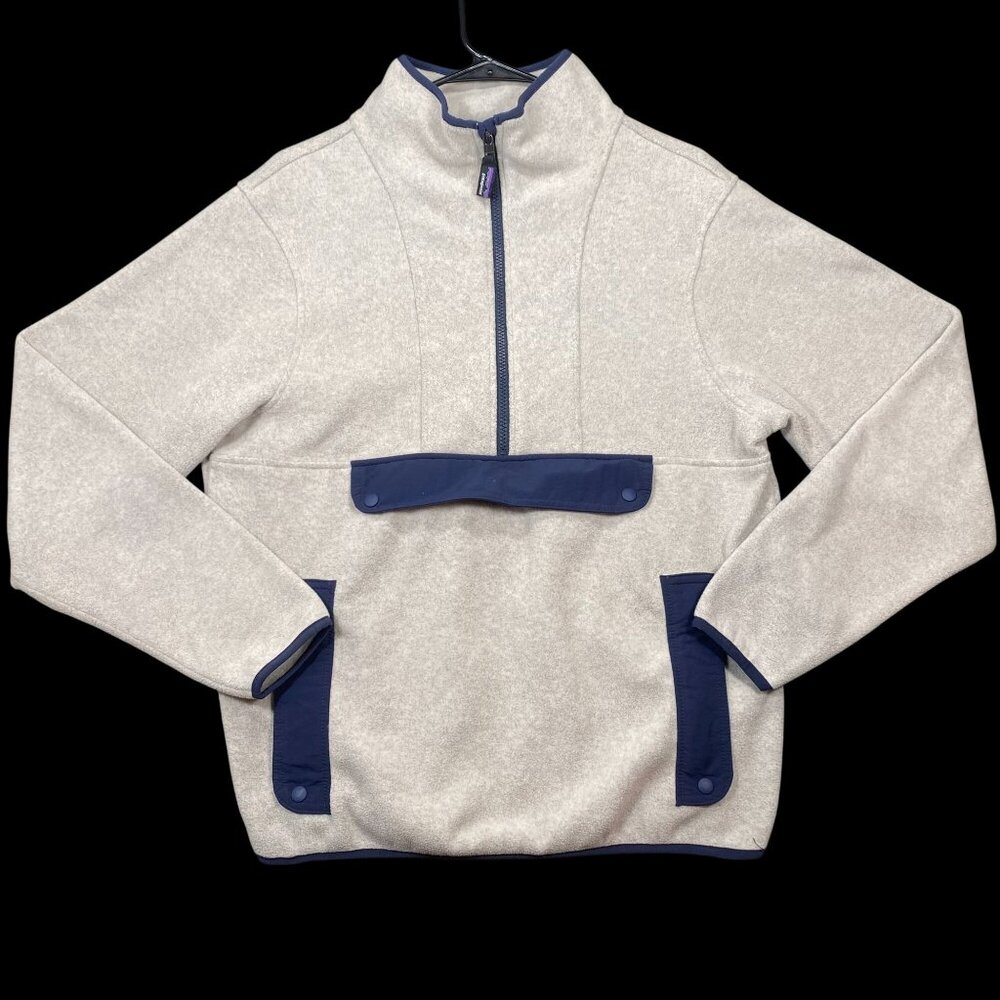 Patagonia Unisex Fleece Pullover Jacket Navy Accents & Pocket Details Size Small
